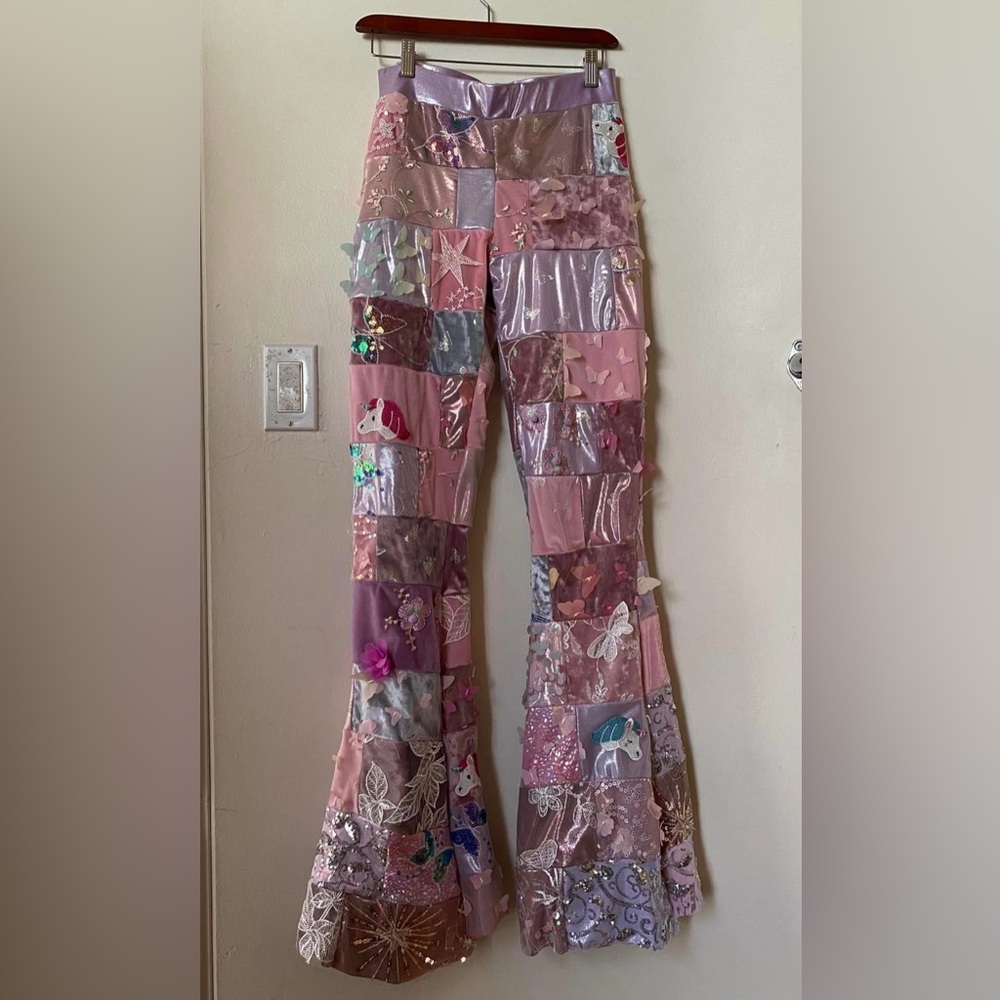 Patchwork Pink Flare Pants Pink Pony Club Festival Chappell Roan Rave